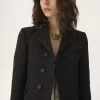 Chaqueta entallada cruzada en jacquard de mezcla de lana Chaqueta entallada cruzada en jacquard de mezcla de lana