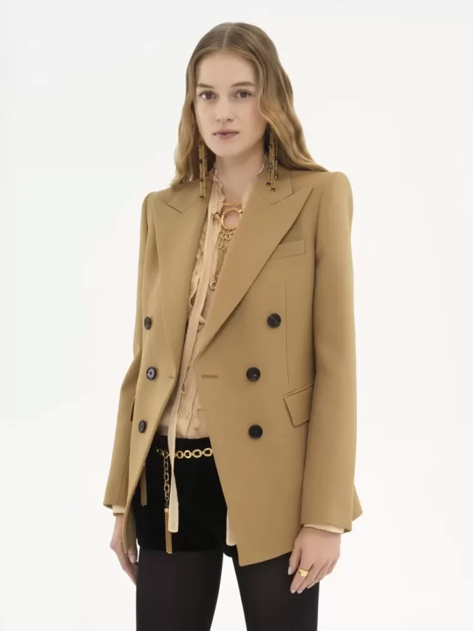 Chaqueta entallada de lana grain de poudre Chaqueta entallada de lana grain de poudre