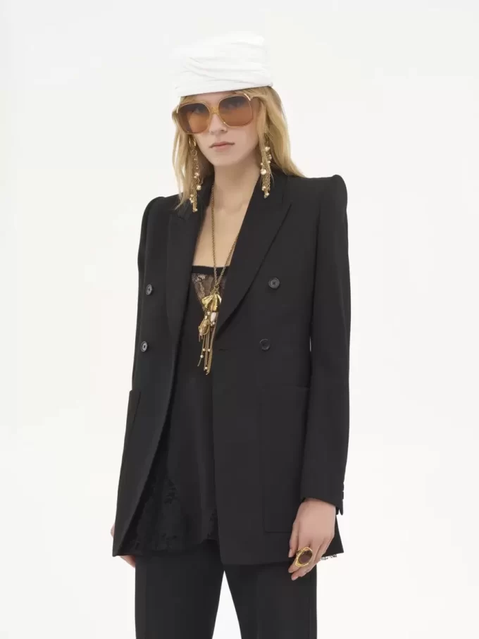 Chaqueta entallada de lana grain de poudre Chaqueta entallada de lana grain de poudre