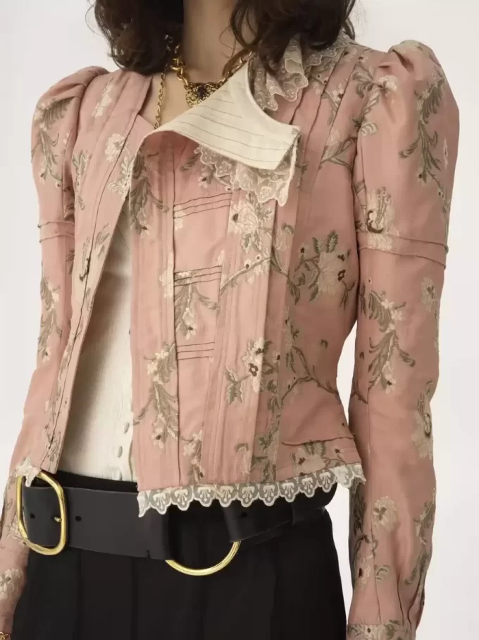 Chaqueta entallada de tafetán jacquard y encaje Chaqueta entallada de tafetán jacquard y encaje