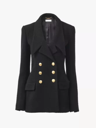 Chaqueta sastre cruzada de bouclette de lana