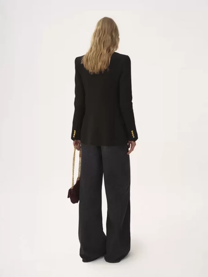 Chaqueta sastre cruzada de bouclette de lana Chaqueta sastre cruzada de bouclette de lana