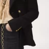 Chaqueta sastre cruzada de bouclette de lana Chaqueta sastre cruzada de bouclette de lana
