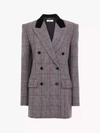Chaqueta sastre cruzada de lana a cuadros