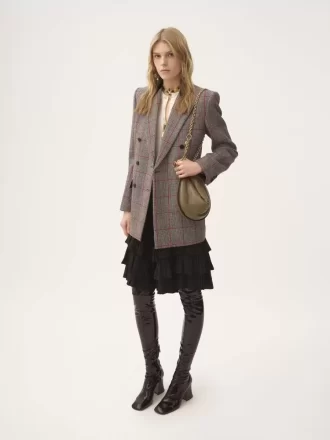 Chaqueta sastre cruzada de lana a cuadros