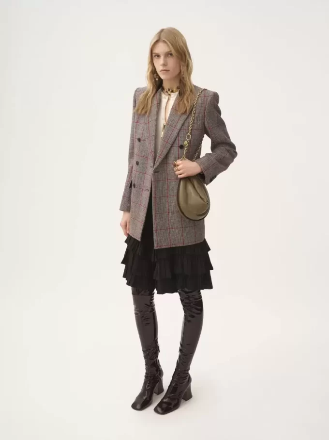 Chaqueta sastre cruzada de lana a cuadros Chaqueta sastre cruzada de lana a cuadros