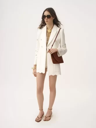 Chaqueta sastre cruzada en mezcla de algodón