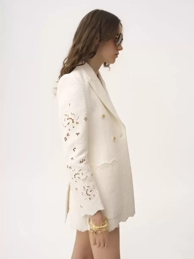 Chaqueta sastre cruzada en mezcla de algodón Chaqueta sastre cruzada en mezcla de algodón