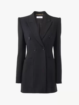 Chaqueta sastre cruzada en mezcla de crepé
