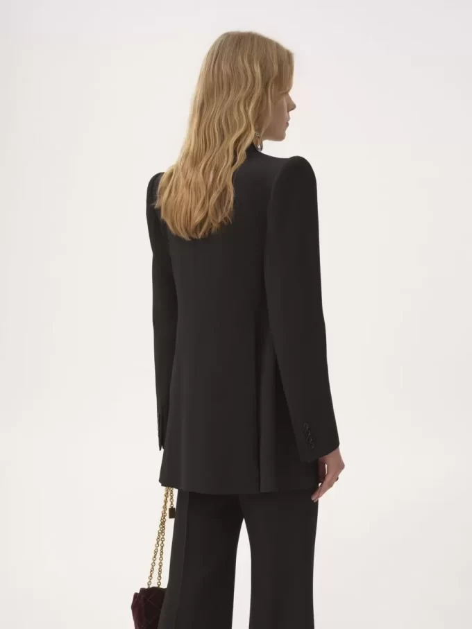 Chaqueta sastre cruzada en mezcla de crepé Chaqueta sastre cruzada en mezcla de crepé