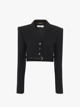 Chaqueta Spencer corta en crepé de lana