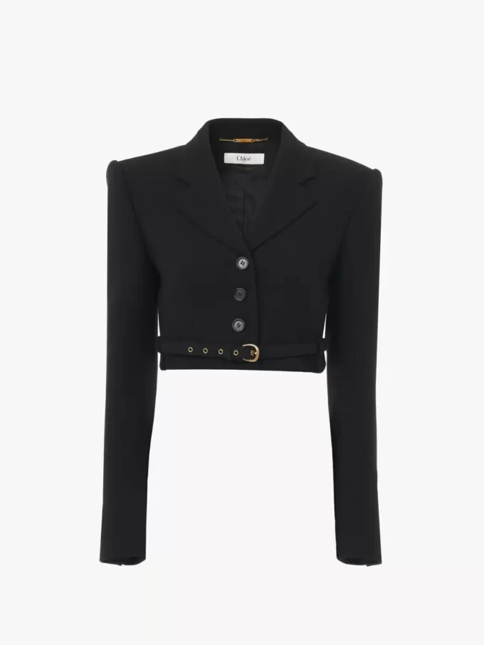 Chaqueta Spencer corta en crepé de lana