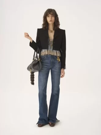 Chaqueta Spencer corta en crepé de lana