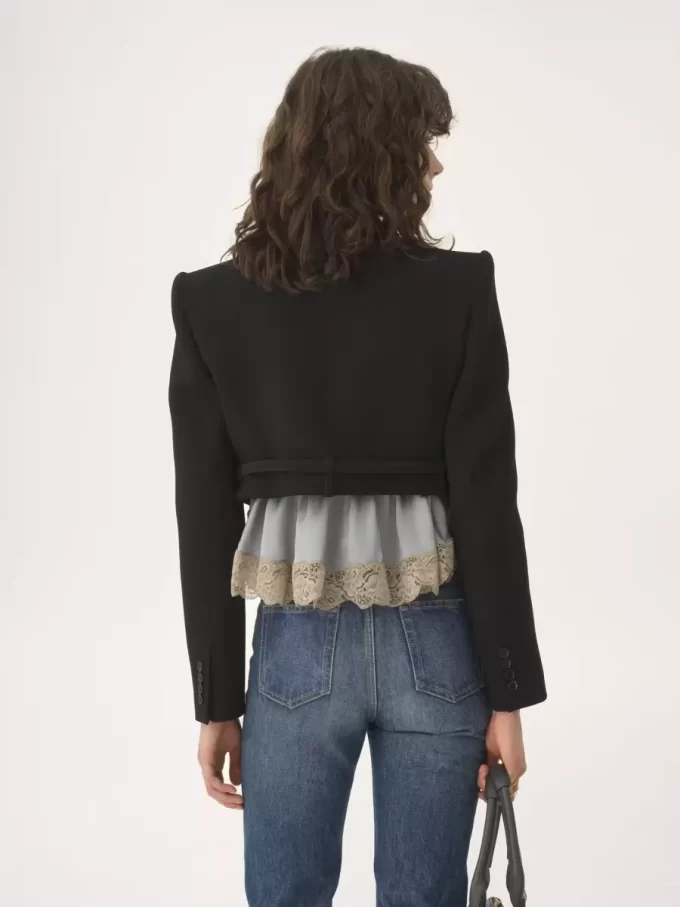Chaqueta Spencer corta en crepé de lana