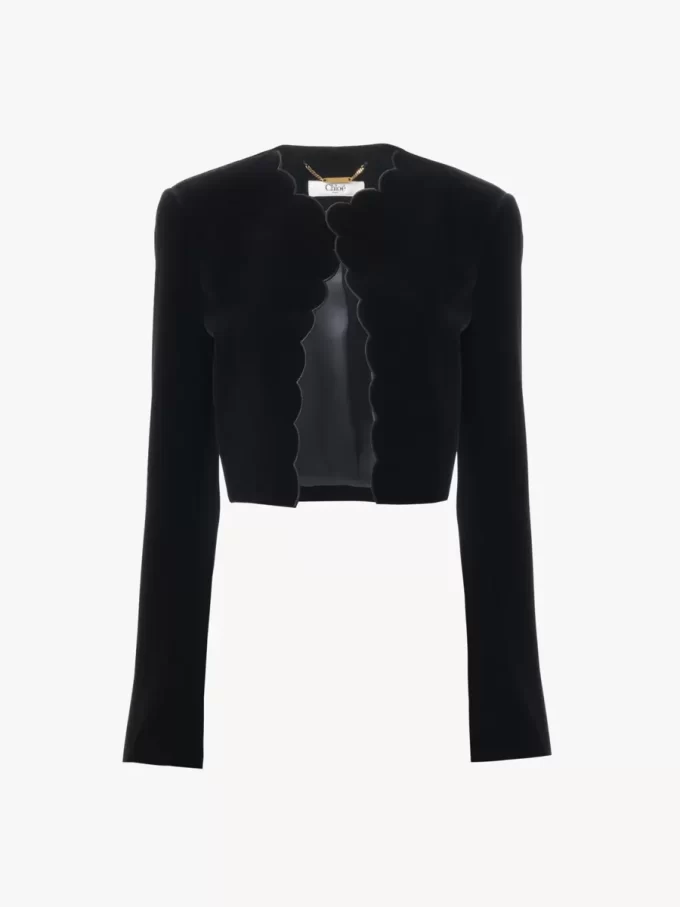 Chaqueta Spencer festoneada en terciopelo Chaqueta Spencer festoneada en terciopelo