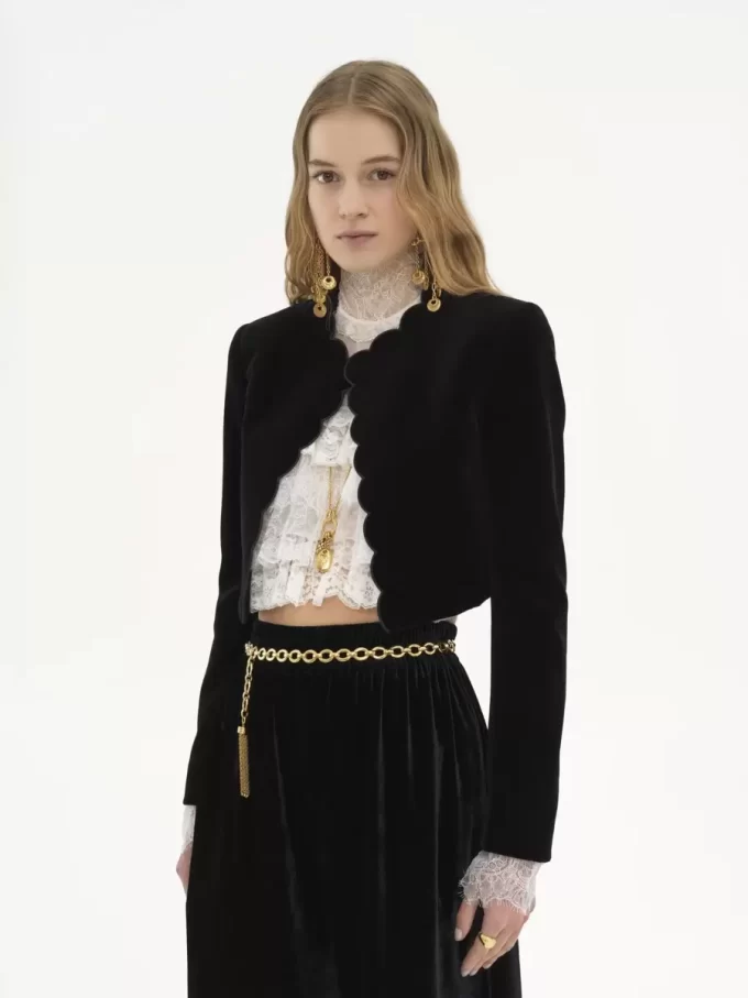 Chaqueta Spencer festoneada en terciopelo Chaqueta Spencer festoneada en terciopelo