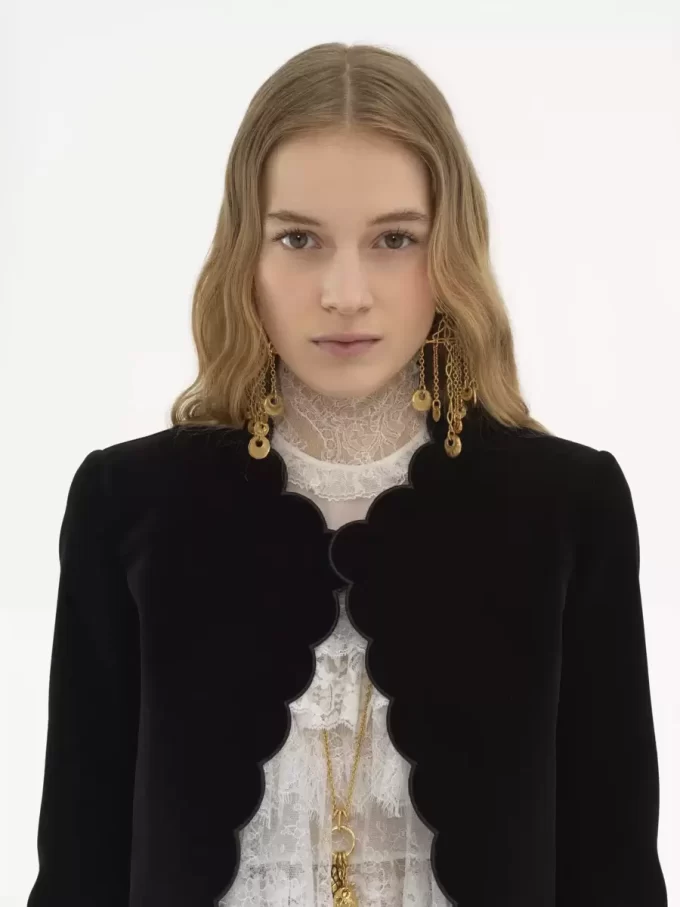 Chaqueta Spencer festoneada en terciopelo Chaqueta Spencer festoneada en terciopelo