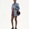 Chaqueta vaquera fruncida con cuello alto