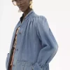 Chaqueta vaquera fruncida con cuello alto