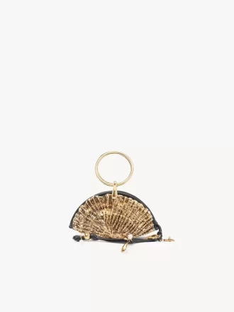 Clutch con cremallera Sea Treasures Shell en piel suave y metal