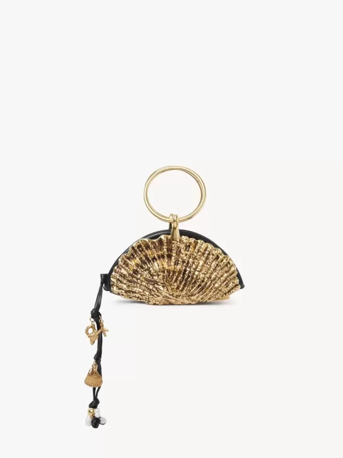 Clutch con cremallera Sea Treasures Shell en piel suave y metal Clutch con cremallera Sea Treasures Shell en piel suave y metal