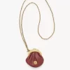 Collar monedero con medalla de micro caballo en cuero granulado