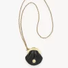 Collar monedero con medalla de micro caballo en cuero granulado