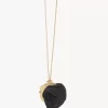 Collar monedero con medalla de micro caballo en cuero granulado