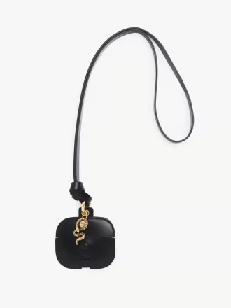 Estuche para auriculares Chloé Symbols Snake en piel granulada