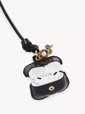 Estuche para auriculares Chloé Symbols Snake en piel granulada