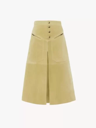Falda hasta la rodilla en ante
