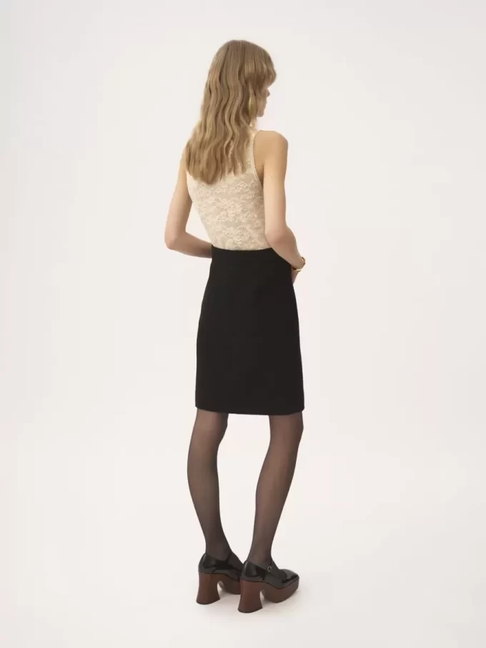 Falda hasta la rodilla en bouclette de lana