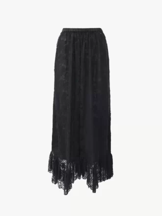 Falda midi con volantes en jacquard de encaje floral
