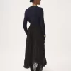 Falda midi con volantes en jacquard de encaje floral