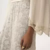 Falda midi con volantes en jacquard de encaje floral