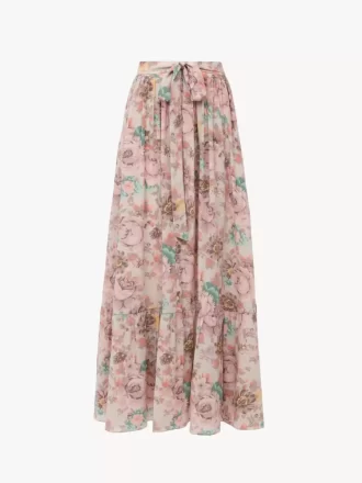 Falda midi fruncida en crepé de China