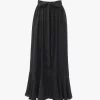 Falda midi fruncida en jacquard de seda