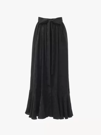 Falda midi fruncida en jacquard de seda