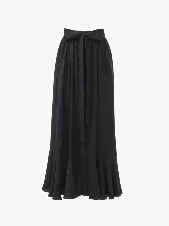 Falda midi fruncida en jacquard de seda