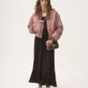 Falda midi fruncida en jacquard de seda
