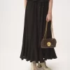 Falda midi fruncida en jacquard de seda