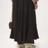 Falda midi fruncida en jacquard de seda