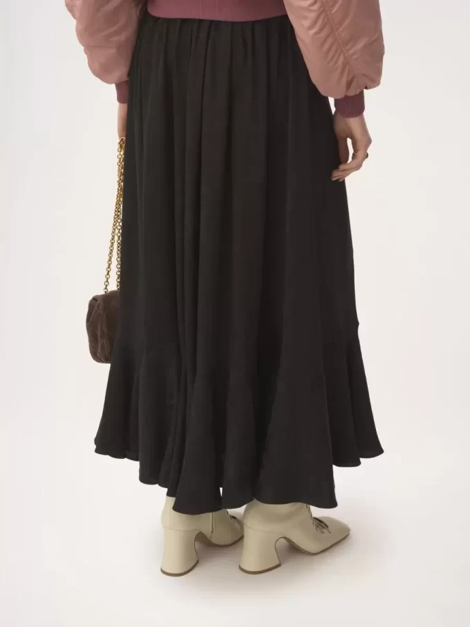 Falda midi fruncida en jacquard de seda
