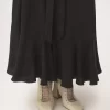 Falda midi fruncida en jacquard de seda