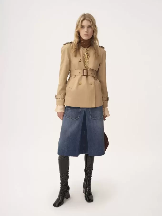 Gabardina corta de gabardina de algodón Gabardina corta de gabardina de algodón