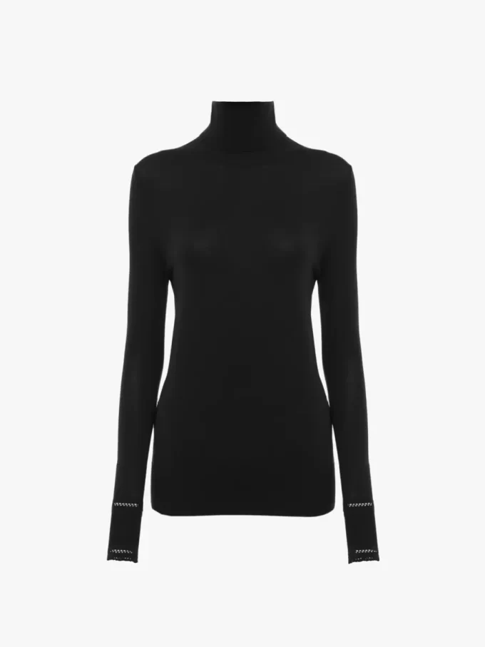 Jersey de cuello alto ajustado en punto de lana Jersey de cuello alto ajustado en punto de lana