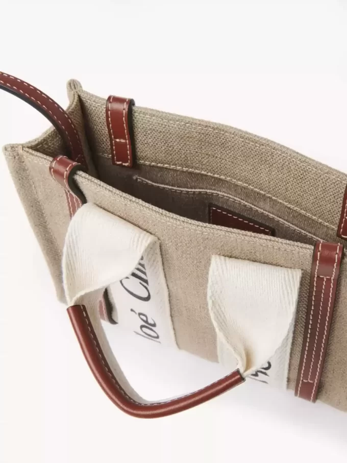 Mini bolso tote Woody en lino