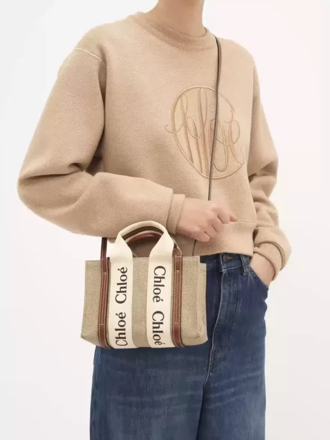 Mini bolso tote Woody en lino