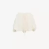 Mini shorts bombachos de muselina de seda con encaje floral Mini shorts bombachos de muselina de seda con encaje floral