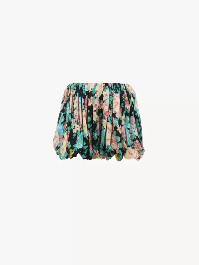 Mini shorts bombachos en charmeuse de seda